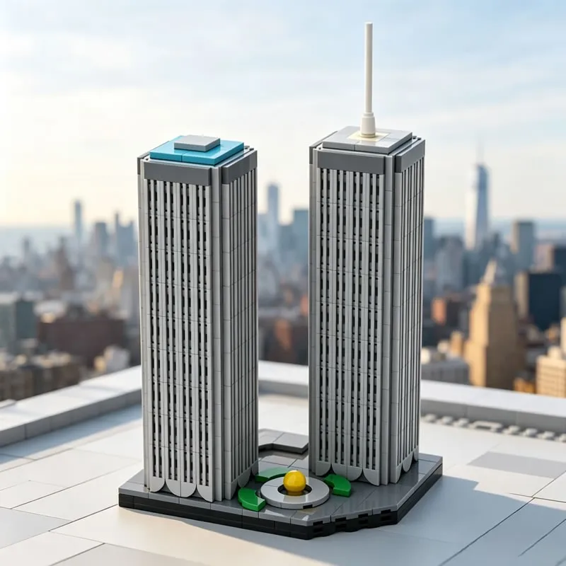 MOC Trade Center High-Rise Complex Building Blocks Lower Manhattan Historic Twin Office Tower Model Architec Gift For Boys Adult