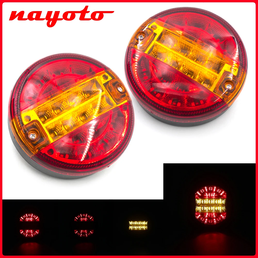 

2PCS 20 LED 12V 24V Round Car Tail Light Rear Stop Indicator Brake Signal Hamburger Light Trailer Truck Caravan Van Lorry