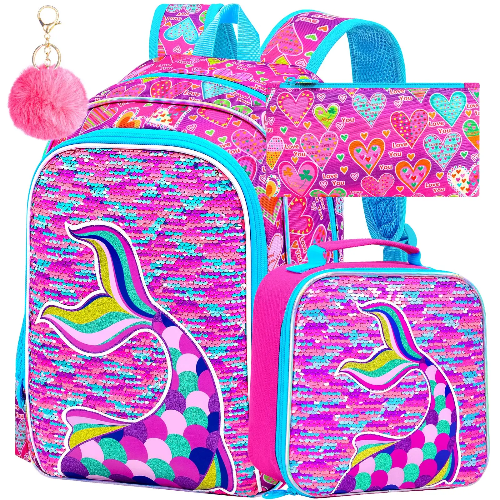 zaino-con-paillettes-a-forma-di-cuore-rosa-e-coda-di-sirena-per-ragazze-set-di-3-pezzi-zaino-scolastico-resistente-all'acqua-con-borsa-per-il-pranzo-e-astuccio