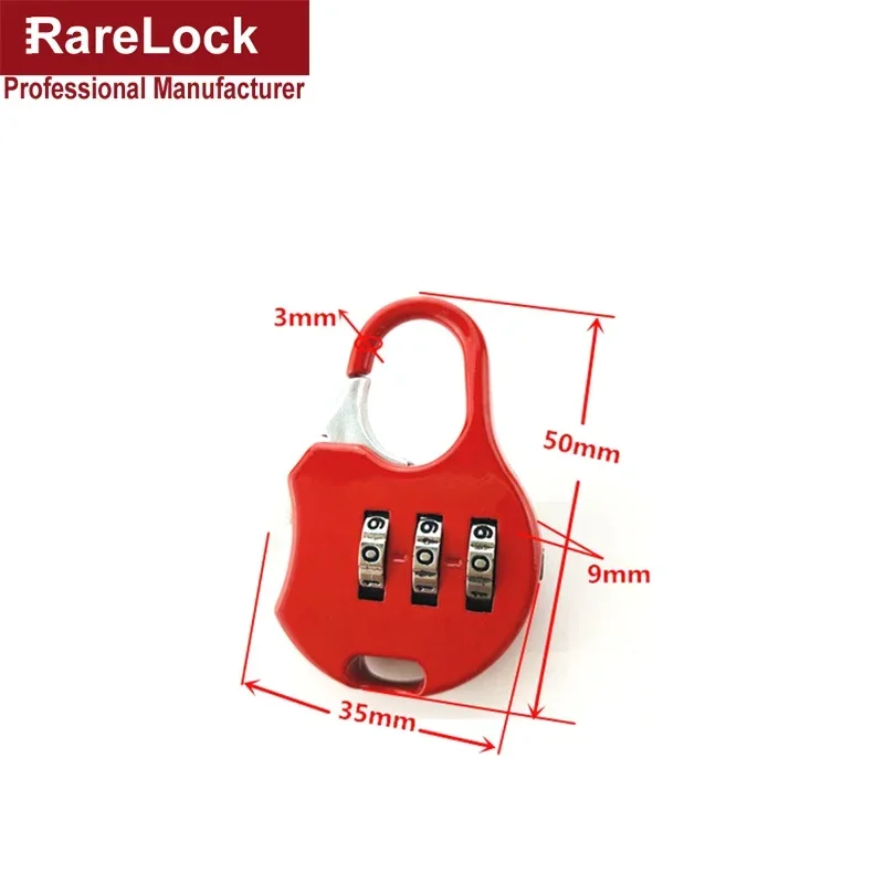 Combination Padlock 3 Code Password Lock for Gym Bags Cabinet Travel Life Partner Rarelock MMS45 G