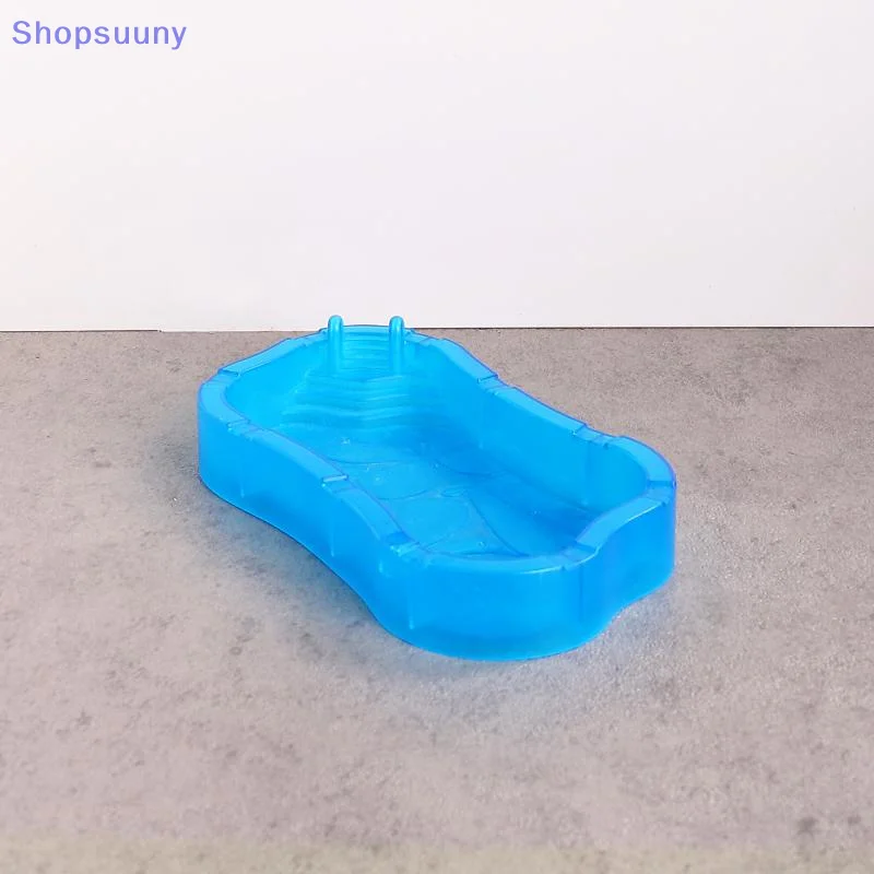 [SU]1Pcs Mini Blue Swimming Pool Model Dollhouse Miniature Pool Scene Ornament For Doll House Children's Toy Accessories[SU]