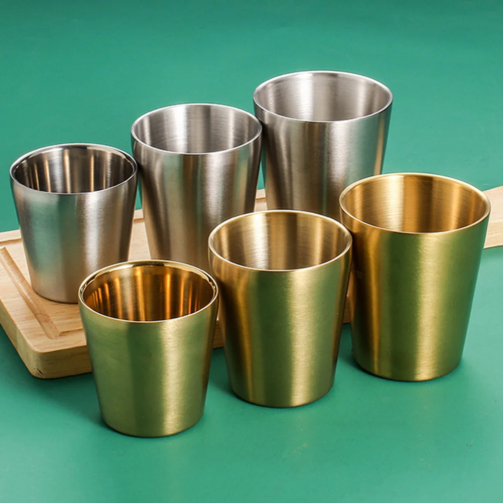 

1pc Double Layer Stainless Steel Shot Glass 250Ml Hollow Heat Insulated Anti-Scald Drinking Vessel For Whiskey Barware Gift