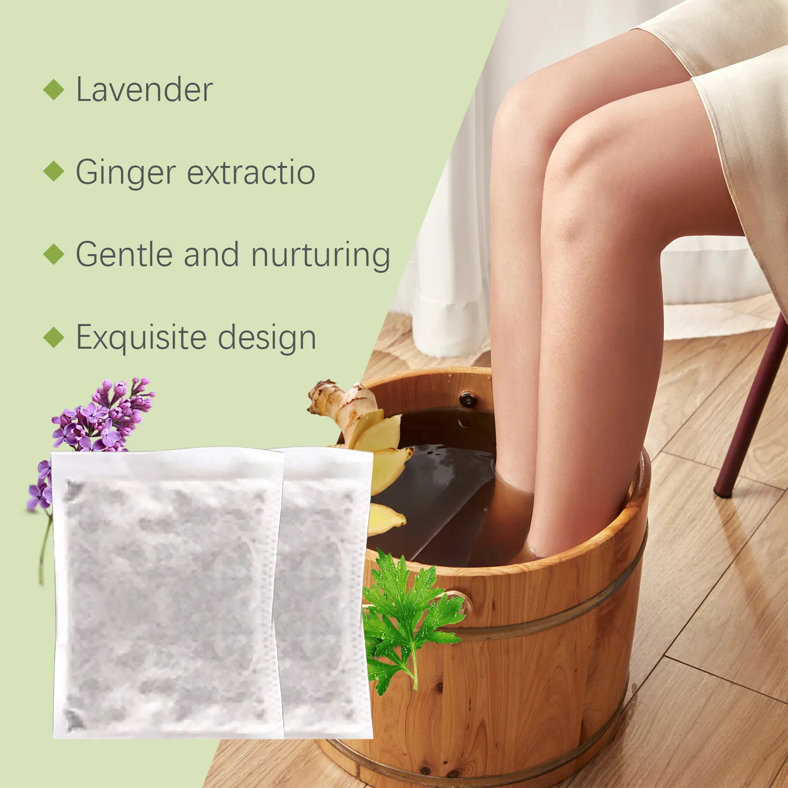 Ginger Foot Bath Bag Relax Body ﻿Detox Relieve Leg Swelling Fatigue Promote Blood Circulation Help Sleeping Cleansing Feet Soak