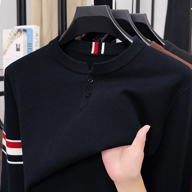 

Knitted Sweater Men's 2025 New Winter Round Neck Fashionable Men's Casual Korean Version Slim Fit Sweater Men's Base Shirt Trend