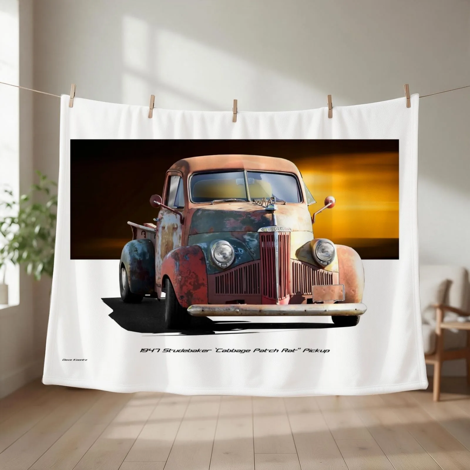 1947 Studebaker 'Cabbage Patch Rat' Pickup Throw Blanket couch cozy soft plush fuzzy picnic outdoor blanket