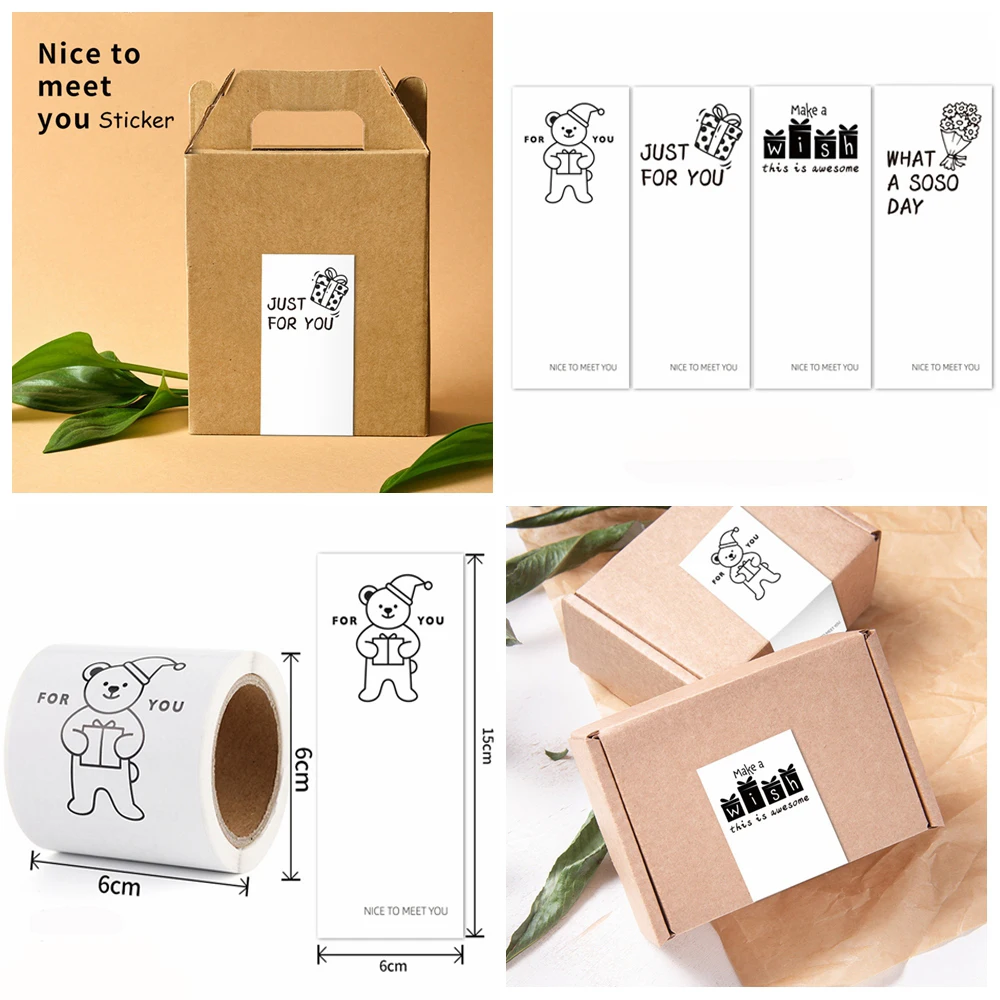 

50pcs/roll Thank You Small Business Handmade Merchandise Decoration Sticker This Package Nice To Meet You Too Sticker Seal Label