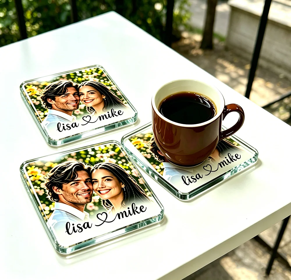 10Pcs Personalized Printing Photo Coaster ,Custom Wedding Photo Drinks Coaster, Drink Mat Home Decor,Wedding Favors.Company Logo