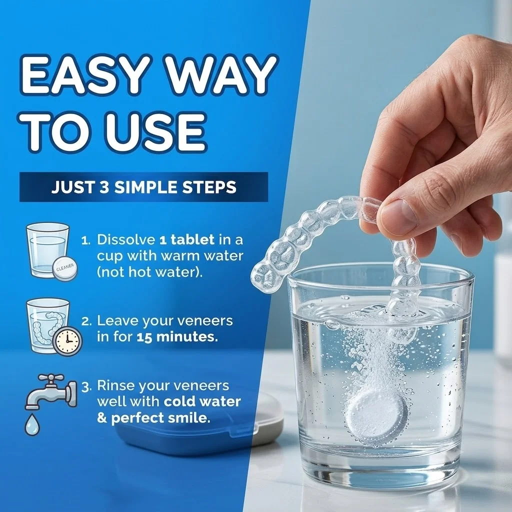 Antibacterial Retainer Cleaner Effervescent Tablets by Miravexl (10ct) - Quick 15Minute Soak for Deep Cleaning and Sanitizing