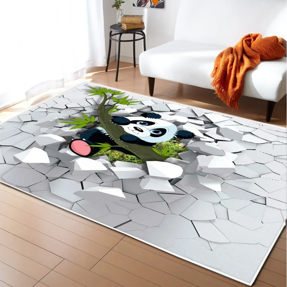 3D Panda Printed Carpets Rugs Animal Floor Mats Running Horses Area Rug Bedside Kids Play Mats Rug Carpets for Home Living Room