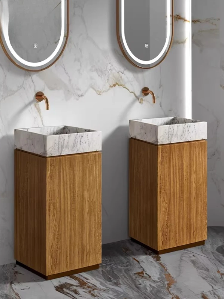 

Итальянская легкая роскошная раковина из нержавеющей стали с текстурой под дерево, вертикальная раковина для отелей