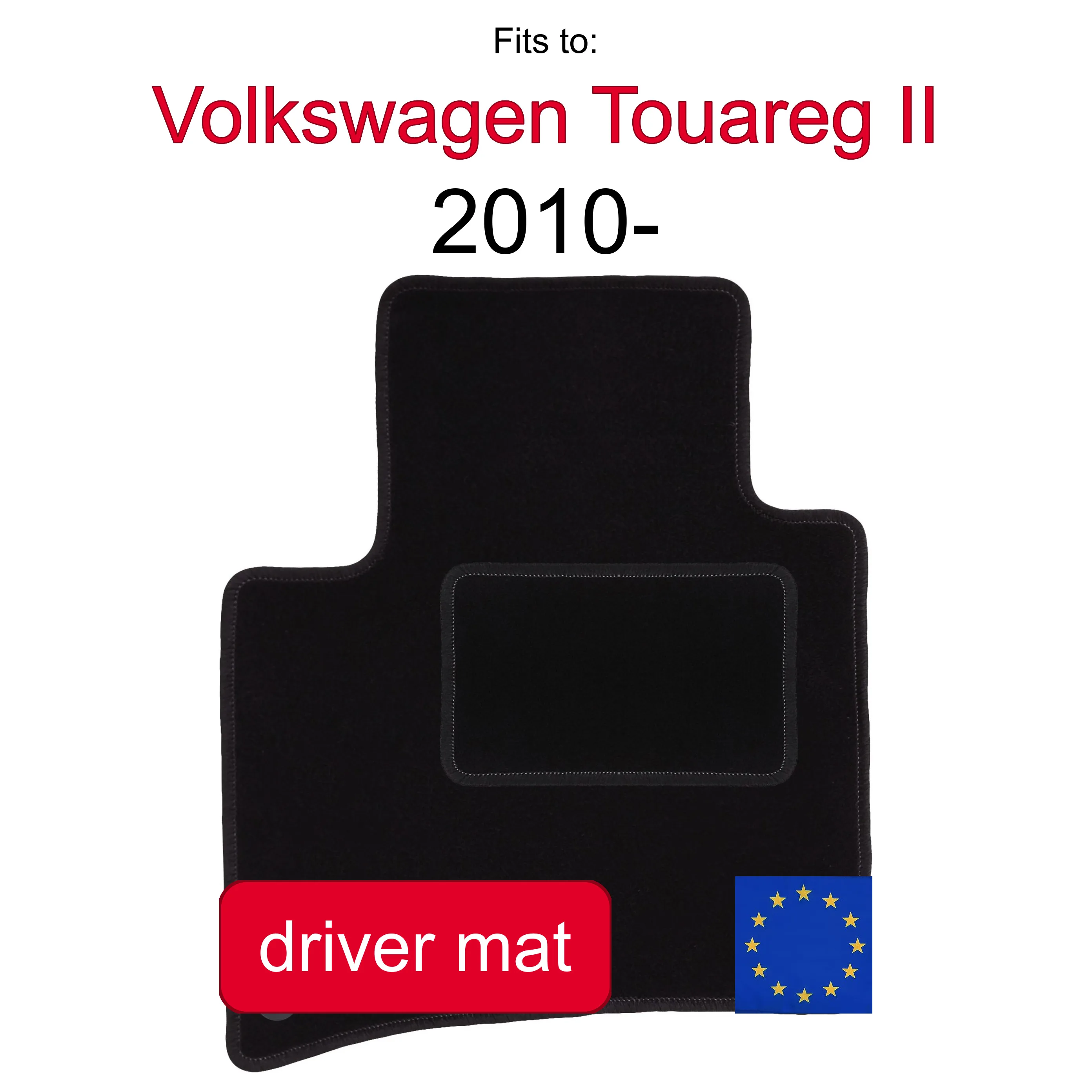 Velour tapijt voor de bestuurderszijde voor Volkswagen Touareg II SUV (2010-) - Zwart (1 stuk)