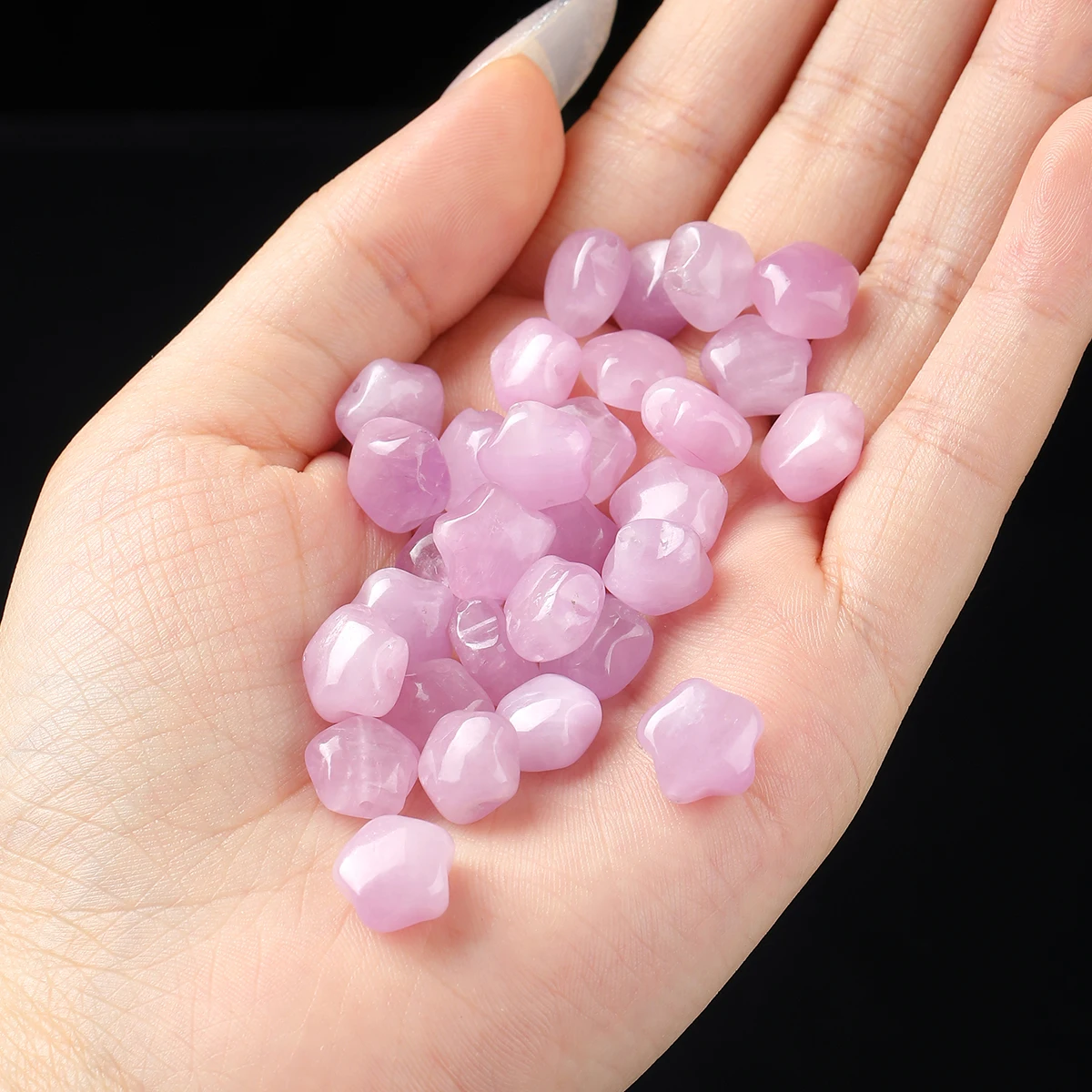 JD Natural Kunzite Star Shape Loose Beads Polished Spacer Beads Natural Spodumene Crystal Beads for DIY Bracelet Jewelry Making