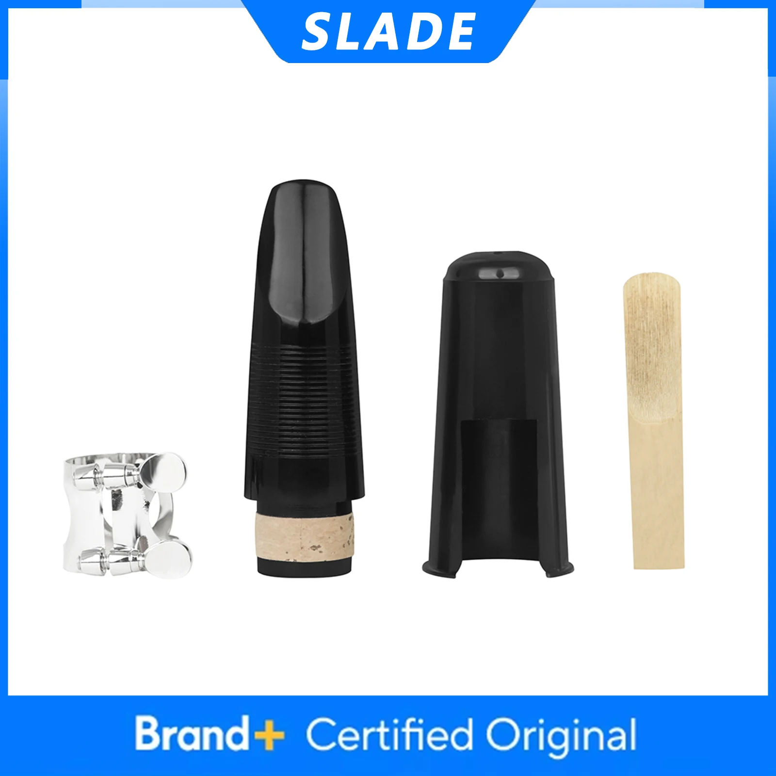 

Мундштук для кларнета SLADE, черный мундштук для кларнета из АБС-пластика с регулируемым металлическим зажимом из трости, детали и аксессуары для деревянных духовых инструментов