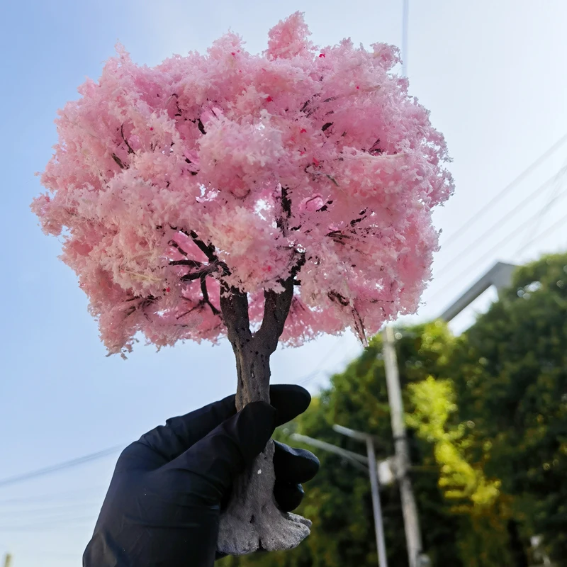 Simulation Cherry Blossom Tree Model 25cm G Scale Japanstyle Wire Tree Handmade Model Material Train Layout Dollhouse Decor