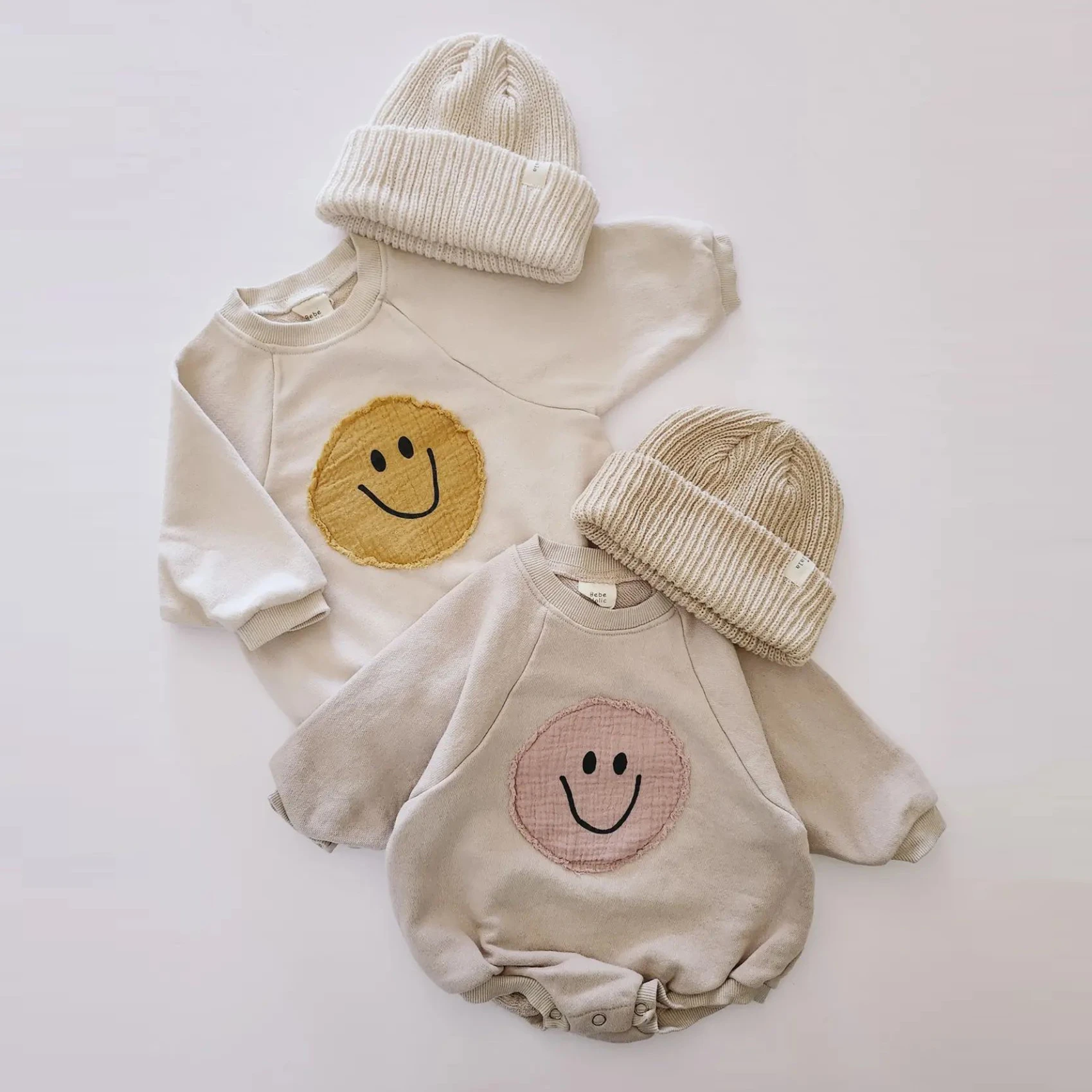 Baby Girls Boys Smiley Face Sweatshirt Romper Long Sleeve Romper Loose Cotton Infant Kids Hooded Body Bebe Fille Strampler Hot