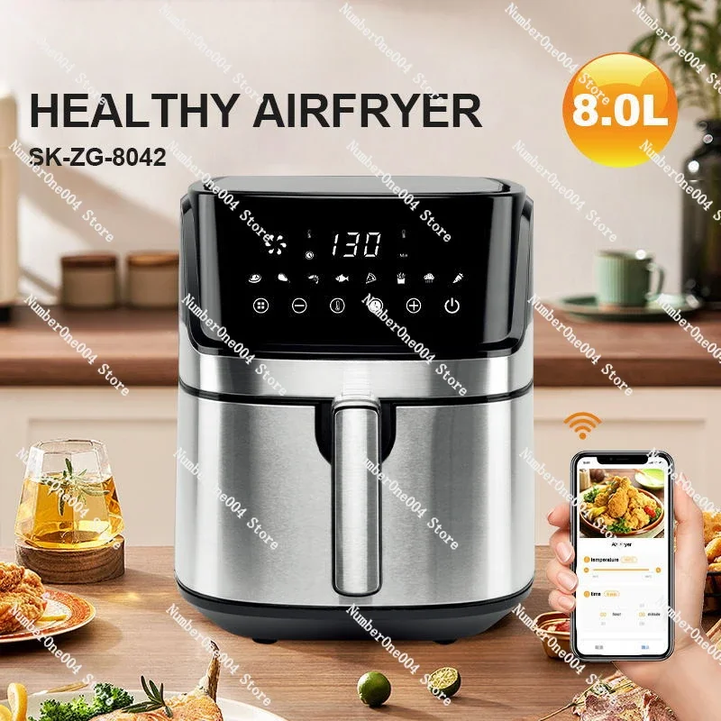 New 8042 air fryer household 8L capacity healthy fryer stainless steel can be connected to WIFI fryer