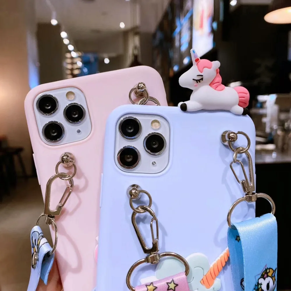 3D Cartoon Pink Unicorn Soft TPU Case For iphone 15 14 13 mini 5S SE 2020 X XS XR 11 12 Pro Max Cute Horse Rubber Bunny Cover image 4
