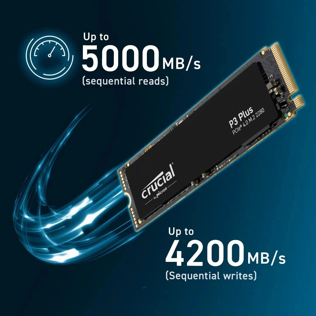Crucial P3 Plus 1TB 2TB PCIe 4.0X4 3D NAND NVMe M.2 2280 SSD interno, até 5000 MB/s (pacote OEM)