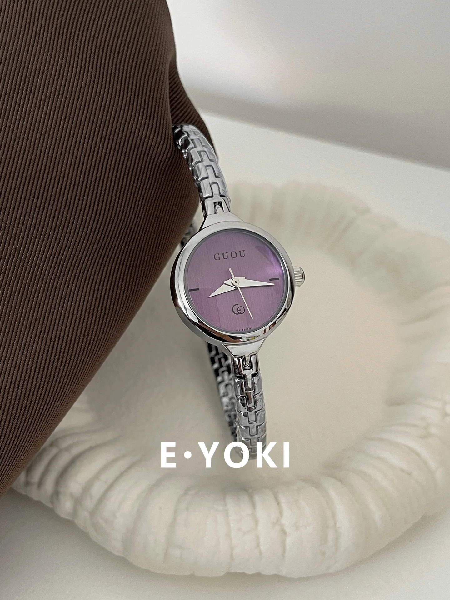 

Silver purple round bracelet small exquisite women's watch women's fashion quartz watch original luxury women's watch
