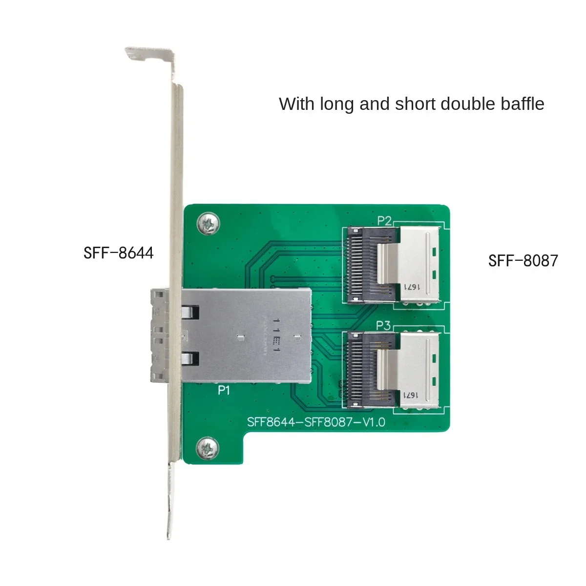 منافذ مزدوجة Mini SAS HD SFF-8644 إلى محول أنثى صغير داخلي SAS SFF-8087 PCBA مع دعامة منخفضة المستوى