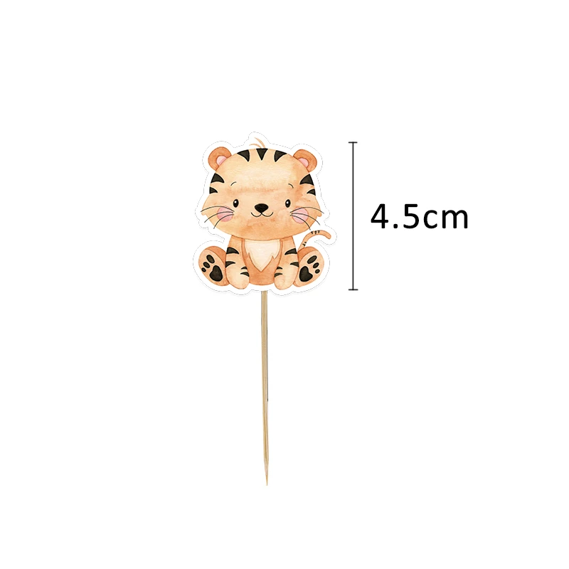 24 stks Karton Wild Dier Cake Toppers Cupcake Topper Voor Kinderen Jungle Safari Bos Verjaardagsfeestje Decoratie DIY Cupcake Supply