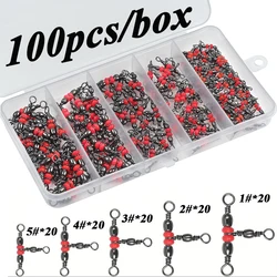 100pcs/box 3 Three Way Fishing Connector Swivels T-Shape Barrel Swivel Snap Ring Cross Line Fishhook Lure Fishing Tackle