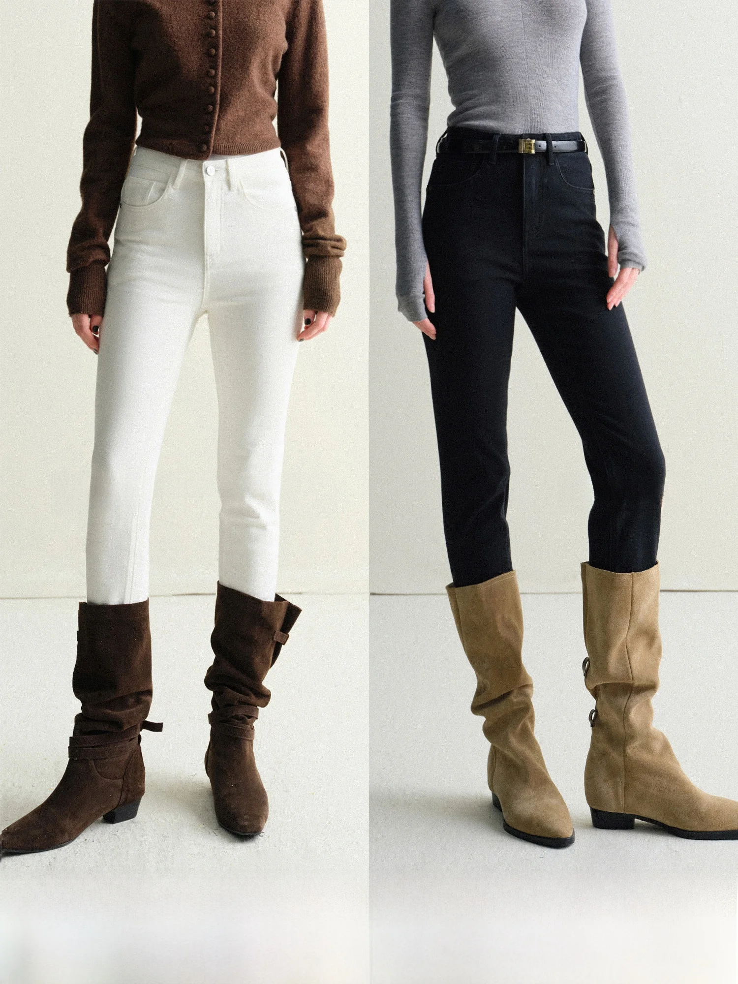 

Утепленные джинсы Mogas Thiened Heavy Du с высокой талией, прямые, укороченные, женские, зимние, повседневные, прямого кроя