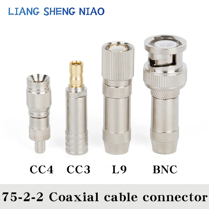 75 Ohm 1.6/5.6(L9) Male Straight Crimp Attachment RF Coaxial 75-2-2 BNC CC3 CC4 L9 Connector for Cable RG174,RG188A,RG316,LMR100