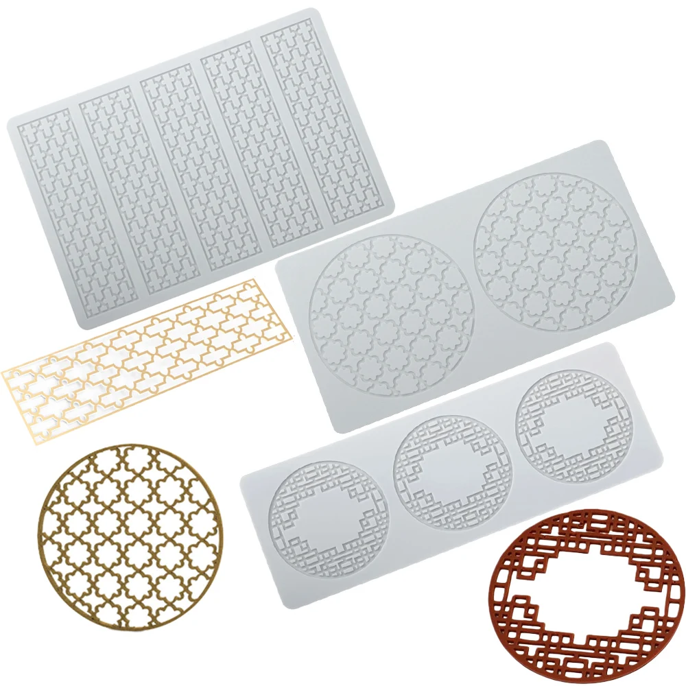 Chinese Lattice Window Grille Silicone Mold Chocolate Crisp Molecular Gastronomy Plating French Pastry Baking Tool
