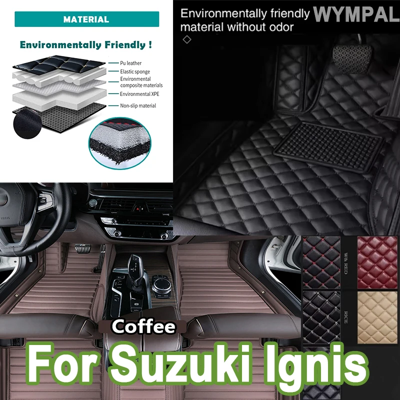 Luxury Auto Leather Car Mats For Suzuki Ignis MF 2020 2021 2022 2023 Floor Durable Rugs Carpets Pads Car Accessories Interio Mat