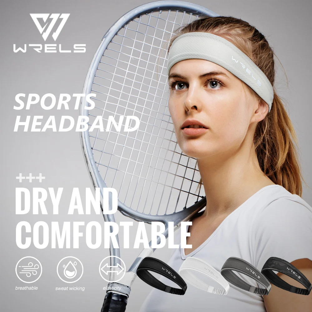 WRELS Men Women Anti-Slip Sports Headband Sweatband Quick Dry Breathable Absorbent Elastic Cycling Gym Fitness Running Hairband