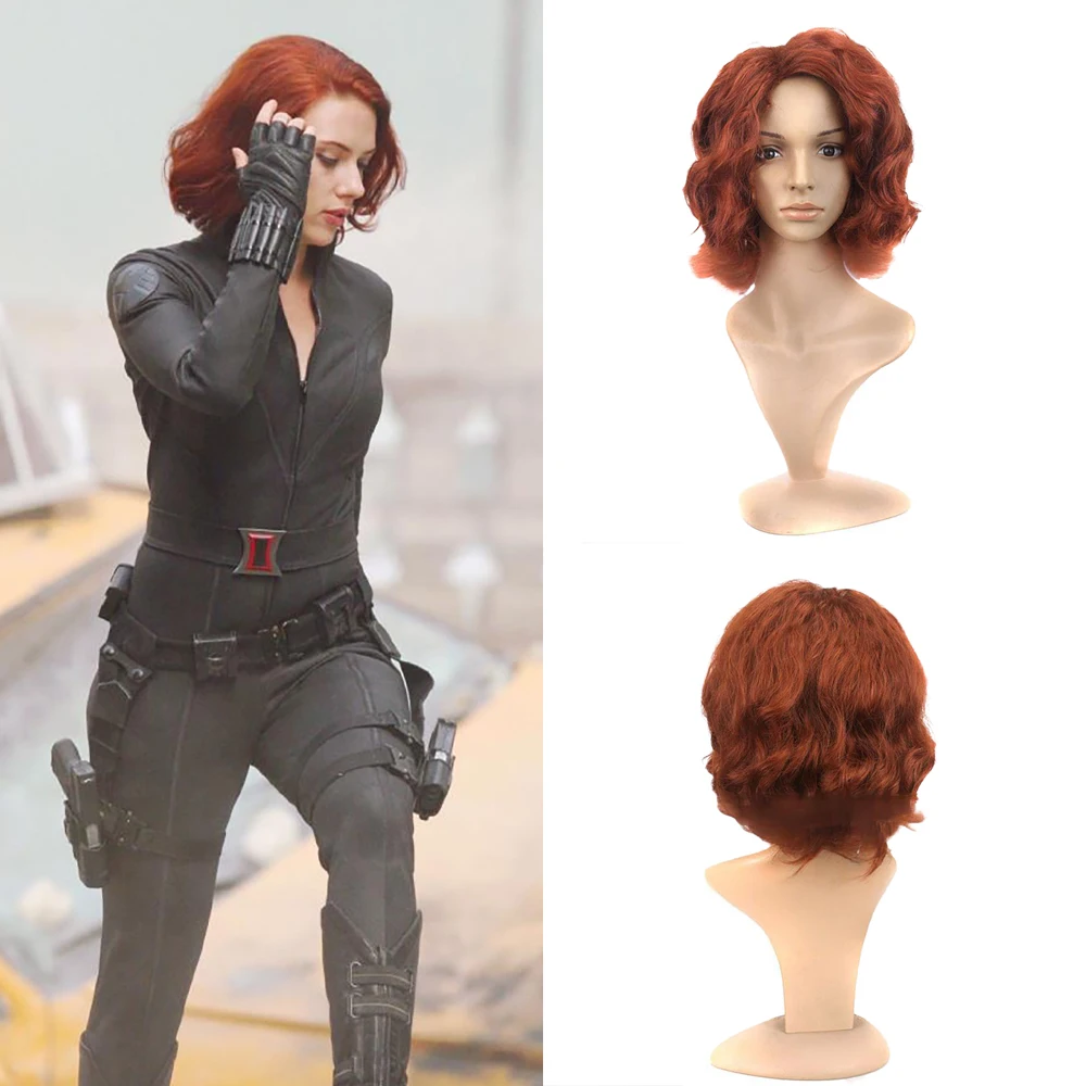 

High-Quality Black Widow Style Cosplay Synthetic Short Curly Hair 15-Inch Suitable For Women 'S Daily Party Heat-Resistant Wig