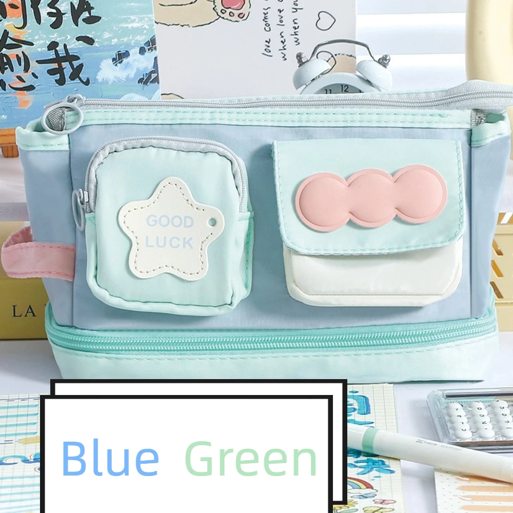 متعدد الطبقات Y2K ستار حقيبة أدوات مكتبية يده تخزين سطح المكتب مقلمة الكورية مستحضرات التجميل بطاقة القلم الجمالية Ins قلم رصاص الحقيبة #2