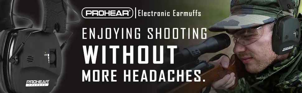 PROHEAR Electronic Shooting Ear Protection Muffs Hearing Protecter Hunting Sound Amplification Earmuffs NRR 23dB for Gun Range