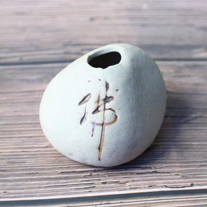 Mini-Keramikvase mit imitiertem Stein, Hydrokultur-Blumenarrangement, Zen-Dekor im chinesischen Stil für Zuhause und Büro
