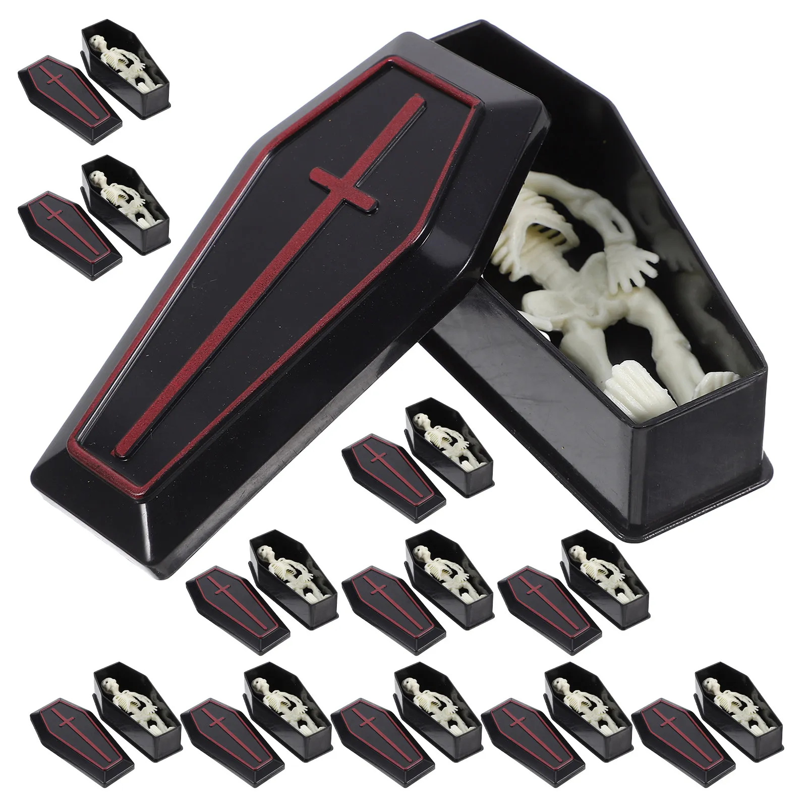 12 Sets Coffin Model Prank Props Haunted House Halloween Figurine Favors