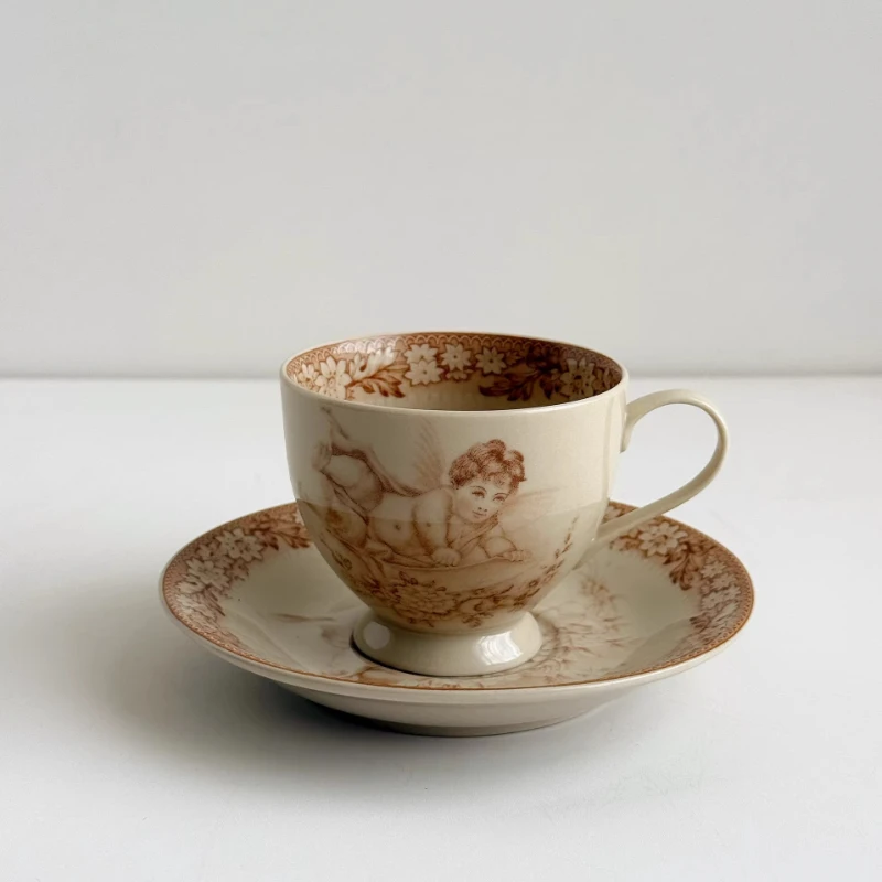 

Y Rare coffee colored angel high-temperature glazed color royal porcelain coffee cups and plates