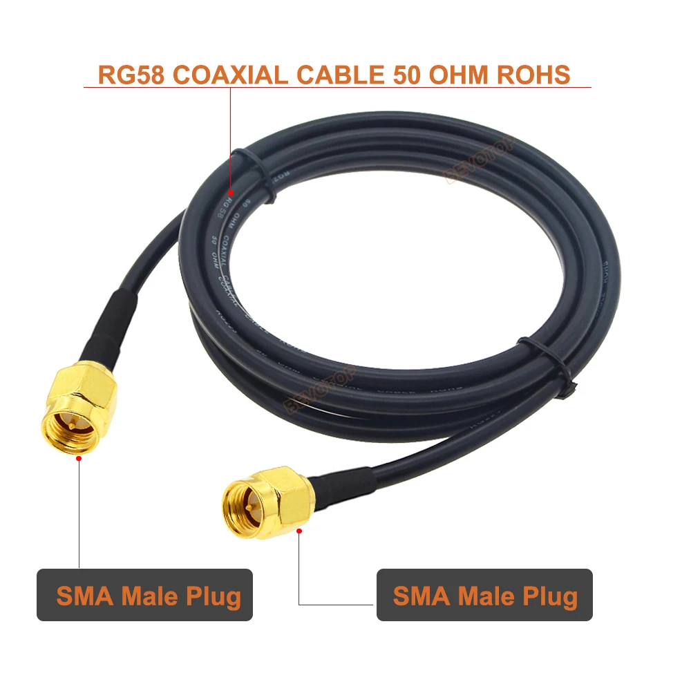 1M 2M 5M 10M 20M SMA Male to SMA Male RG58 50ohm Coaxial Cable SMA Plug WiFi Antenna Extension Cable Connector Adapter Pigtail