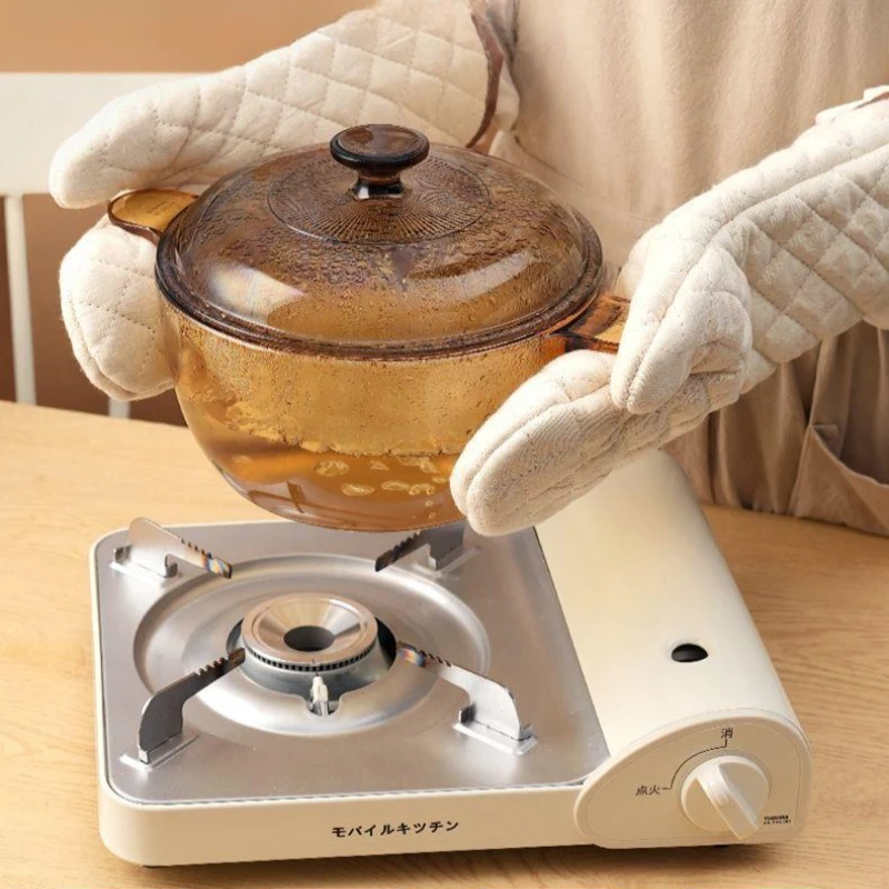 2 قطعة قفازات الفرن مقاومة للحرارة المطبخ الطبخ شواء اكسسوارات القطن قفازات الميكروويف آمنة برواري حماية مكافحة البخار تحرق