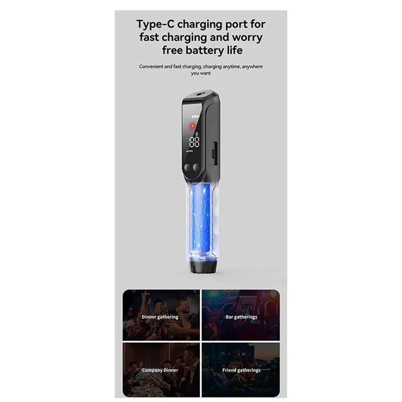 AU28-3X Non-Contact Alcohol Tester, High-Precision Breathalyzer With HD Large Screen, LED Light Indicator