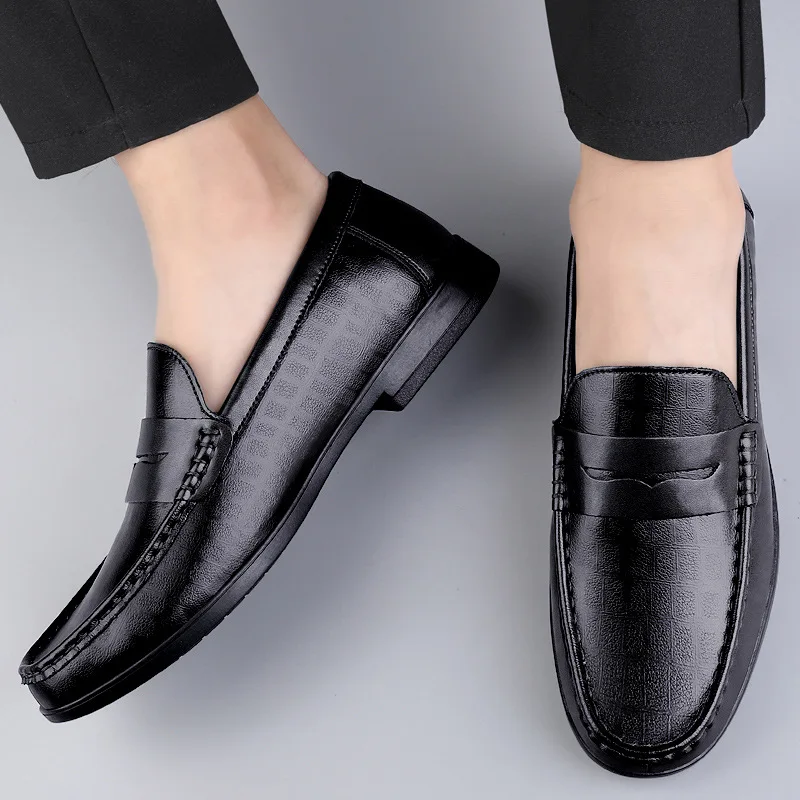 New Business Leather Shoes Ventilate Office Daily Leisure Shoes Comfortable Lightweight Splicing Design Man Shoe Plus Size 38-46