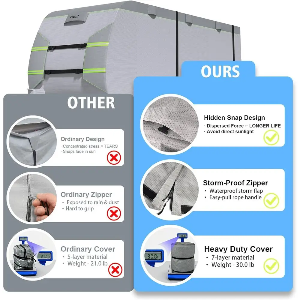 Travel Trailer Cover fits for 24' - 27' RV, with Upgrade Waterproof Zipper Flap & Zipper Storage Bag, Superior Windproof & Sun-P