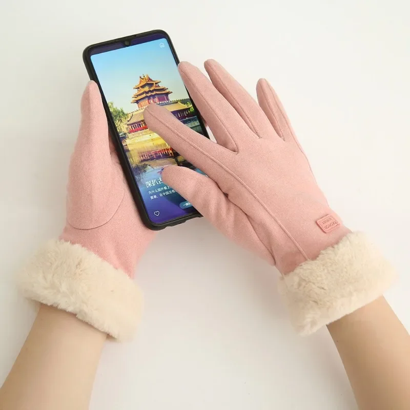 겨울 플러시 두꺼운 여성 장갑 터치 스크린 벨벳 사이클링 장갑 Coldproof Windproof Warm Insulated Cycling Gloves