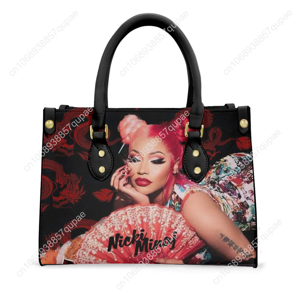 Hot Rapper N-Nicki Minaj Tote Bag Purse Womens Mens Personalized Text Image PU Leather Handbag Business Shopping Gift Bags