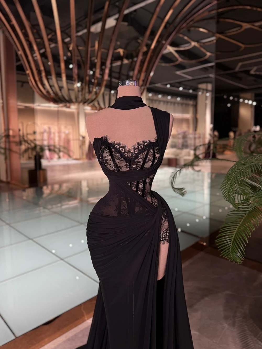 الدانتيل الأسود الشيفون حورية البحر فستان سهرة طويل رشيقة كتف واحد حفل زفاف ثوب مخصص فساتين حفلة موسيقية مذهلة #2