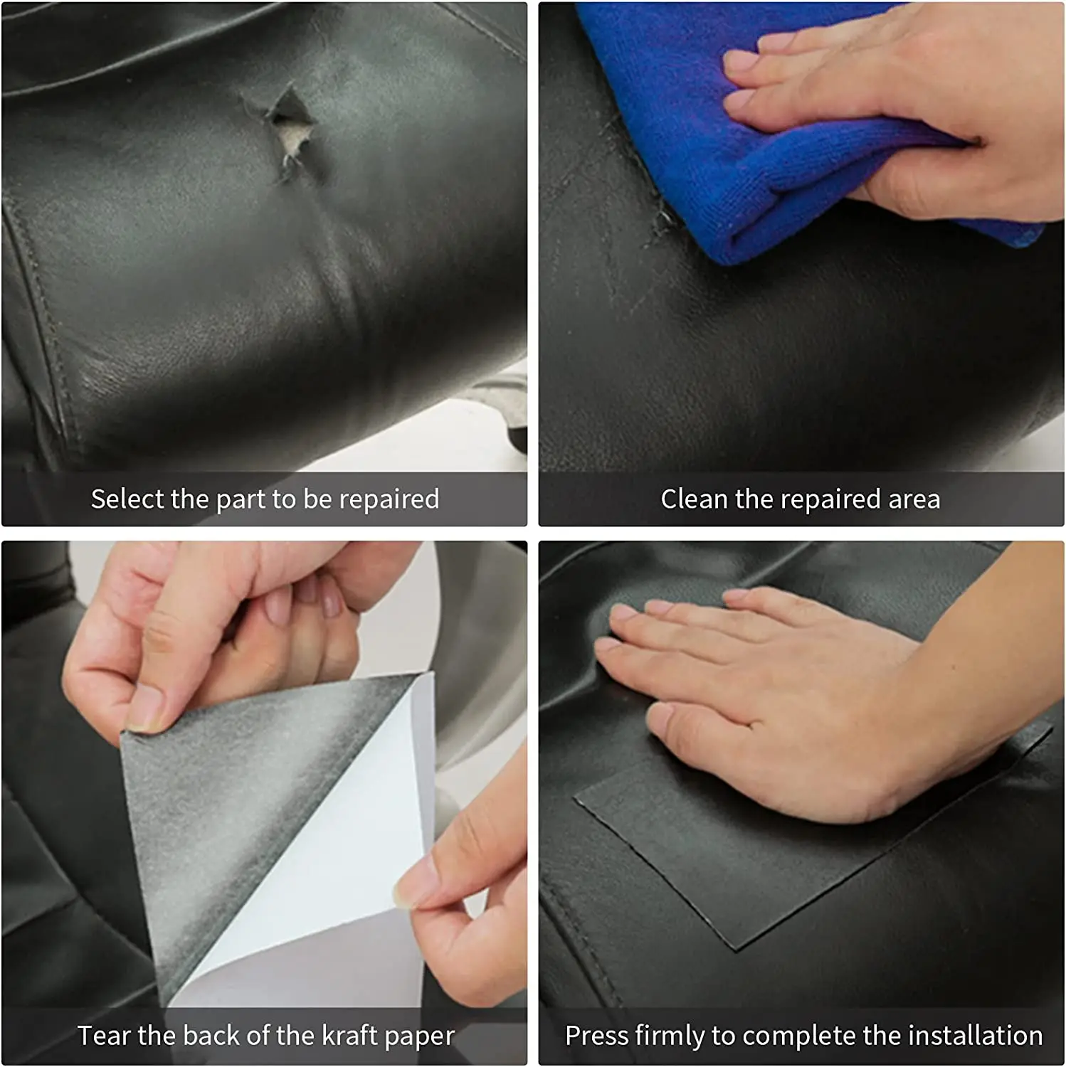 Patch kulit untuk perbaikan Sofa, sepatu furnitur berperekat, tambal kulit DIY, pita perbaikan kulit hitam dengan perekat