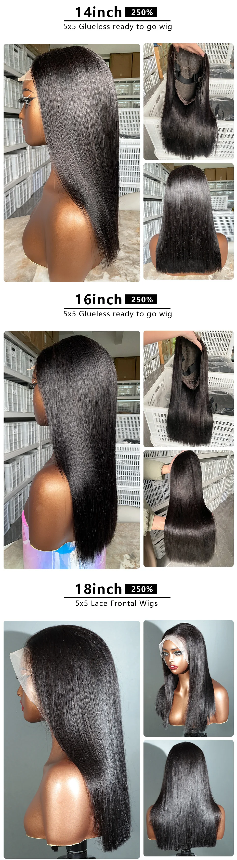 5x5 2x6 Ready to Go Glueless Wig 100% Human Hair Wig Raw Vietnamese 13x4 13x6 Transparent Lace Frontal Bob Wig 15A Bone Straight