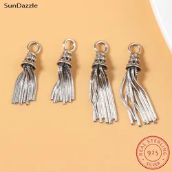 Genuine Real Pure Solid Titatium 925 Sterling Silver Pendant Fringe Tassel Suspension DIY Jewelry Making Findings Charms