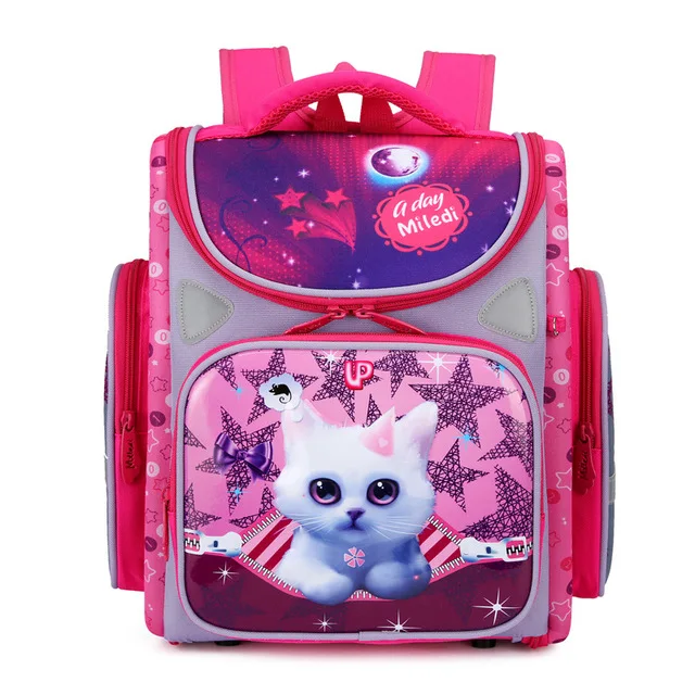 NEW Fashion Girls Cartoon Cat Waterproof School bags For Kids 1-5 Grade Children Orthopedic School Backpacks Mochila Escolar