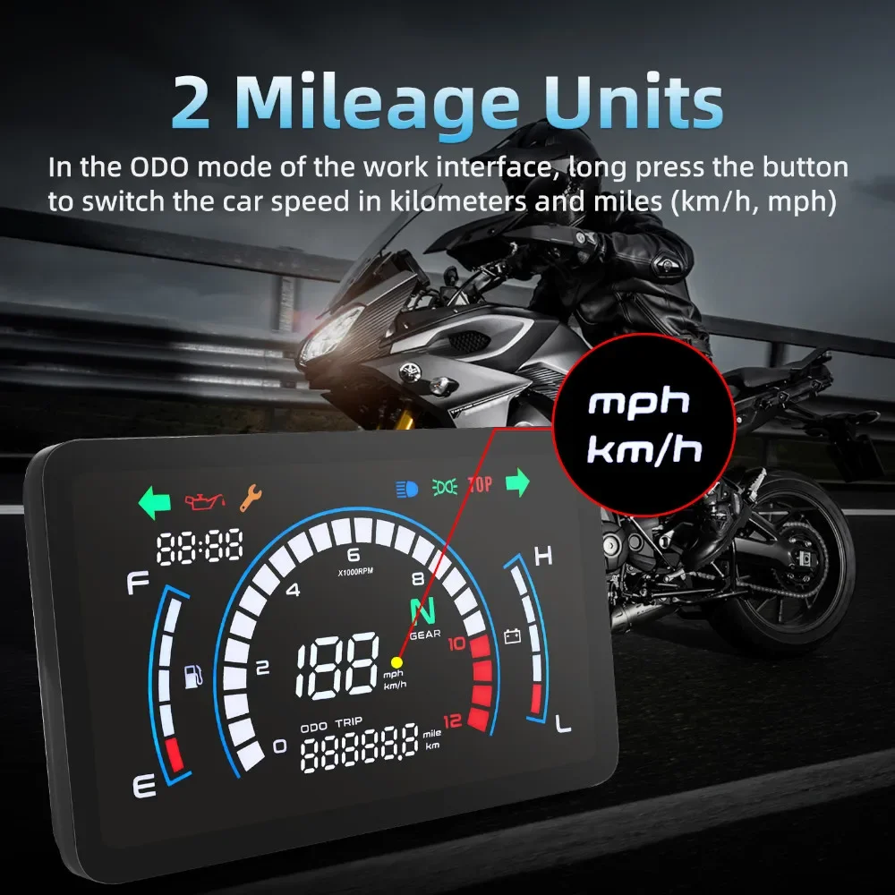 HD Motorcycle Instrument Dashboard LCD Odometer Digital Gauge Motorbike Odometer Full Screen For Honda EX5 Dream/EX5 Ipowed